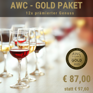 Verschiedene Weingläser mit Titel AWC-Goldpaket